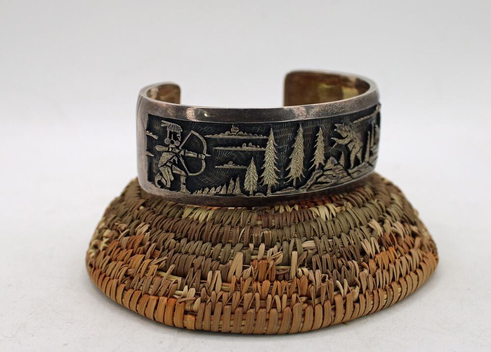Bennett Kagenvema Sterling Silver Overlay Storyteller Cuff Bracelet